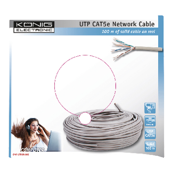 CMP-UTP5R100S Cat5e netwerkkabel op haspel utp pull box 100 m grijs solid Verpakking foto